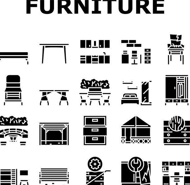 家庭和后院家具图标设置图片下载