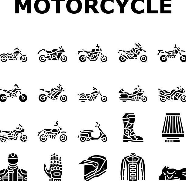 摩托车自行车运输类型图标设置图片下载