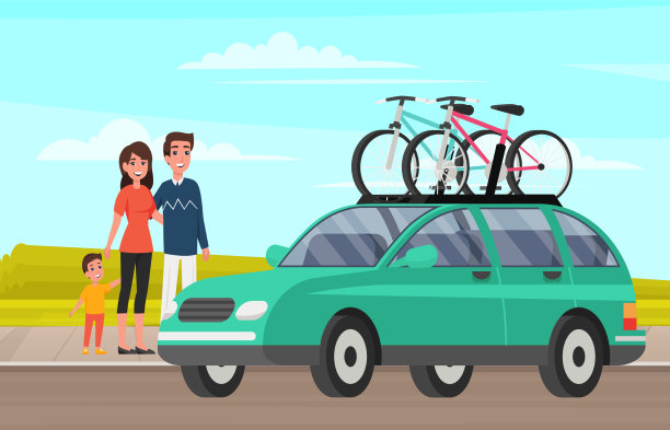 年轻的家庭，父亲，母亲和他们的孩子附近图片下载