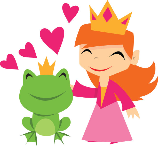 卡通青蛙王子爱上了公主图片下载