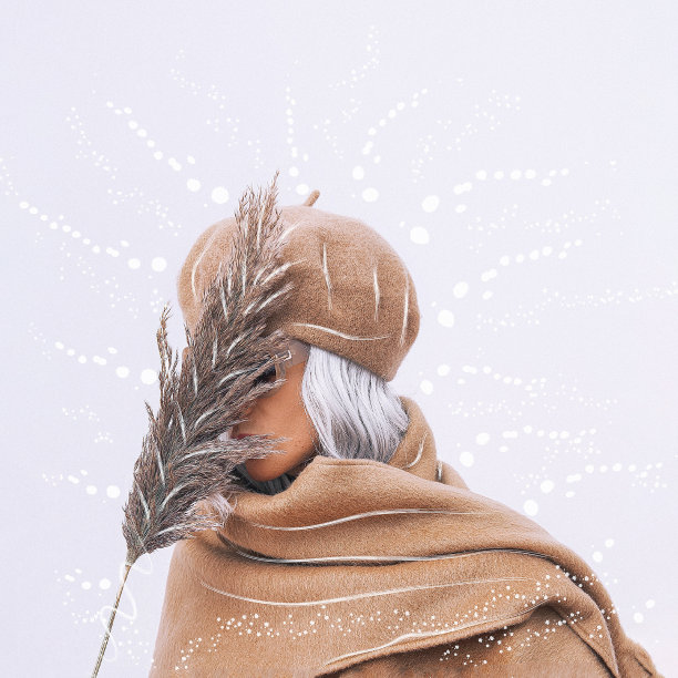 现代数码拼贴艺术：秋冬时尚，米色性感女郎图片下载