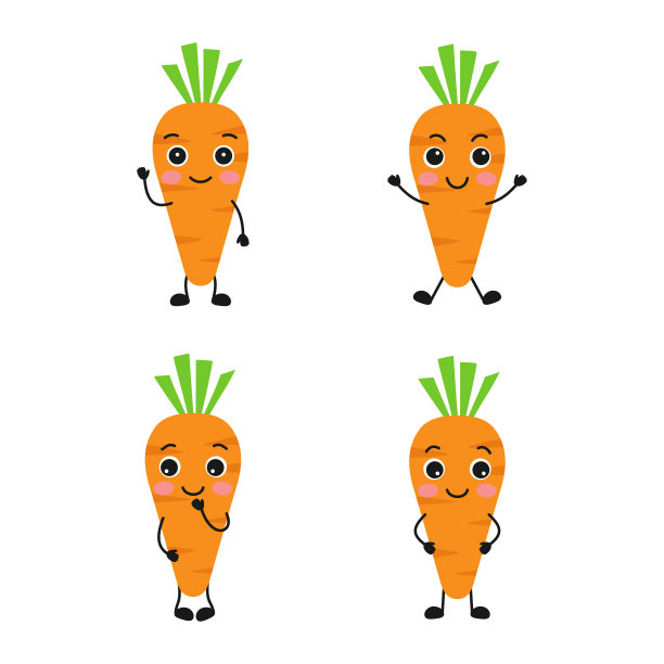 卡通胡萝卜人物设定在平面风格图片下载