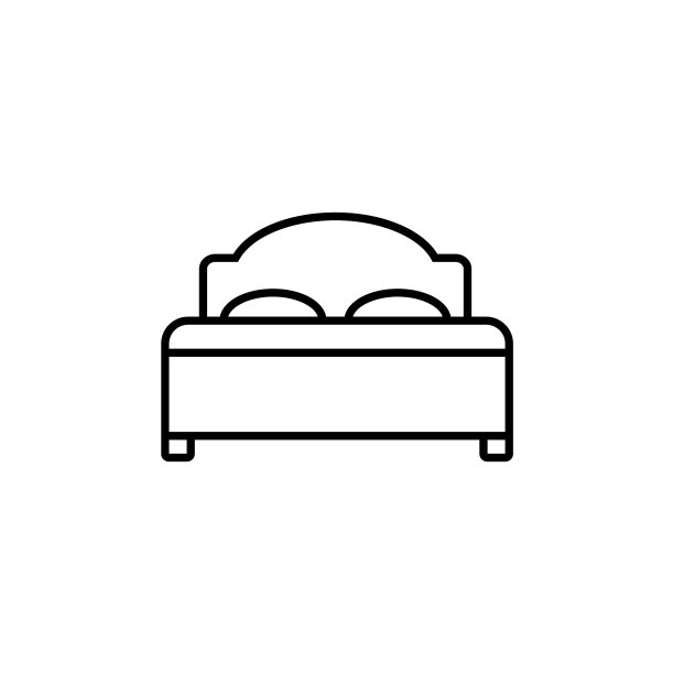 双人床线条图标轮廓标志线性图片下载
