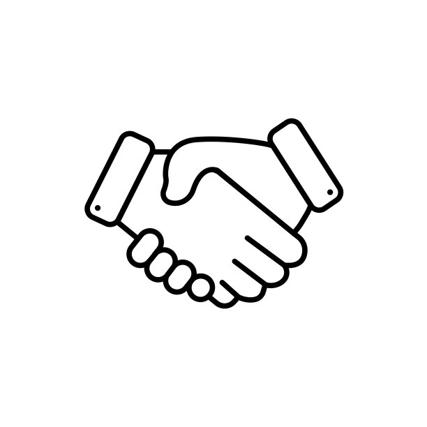 现代平面设计的握手线性图标图片下载