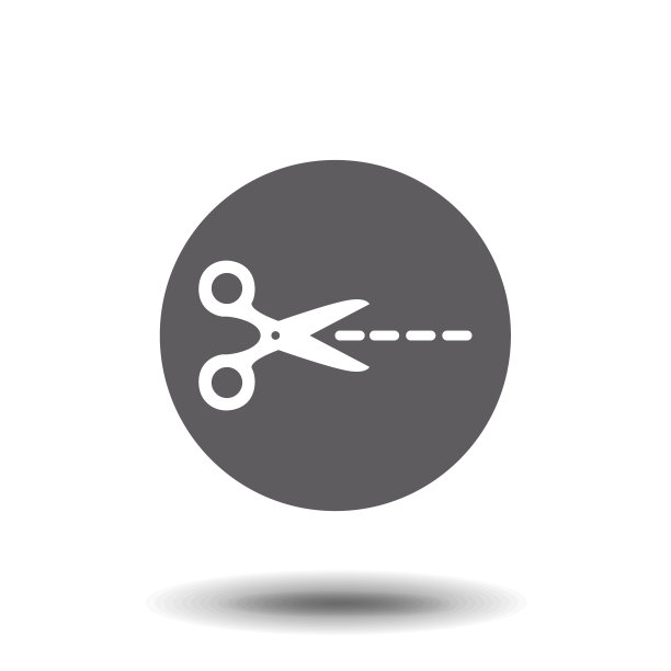 剪刀与削减线孤立在白色图片下载