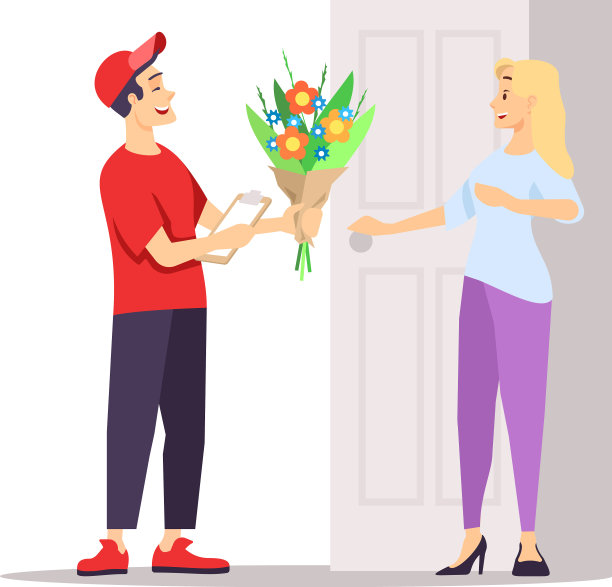 情人节礼物递送半平RGB颜色图片下载