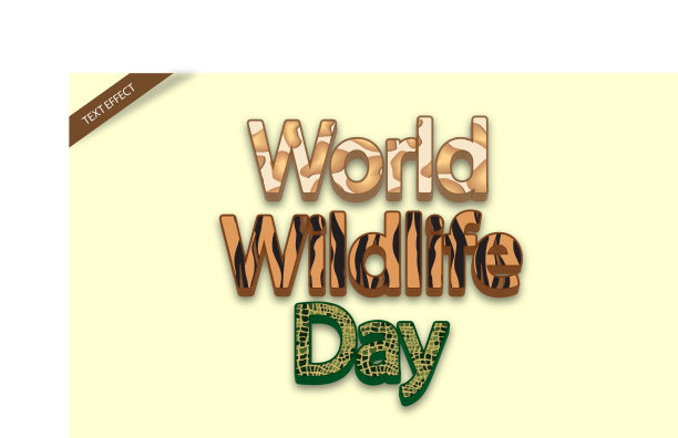 世界野生动物日文字效果设计图片下载