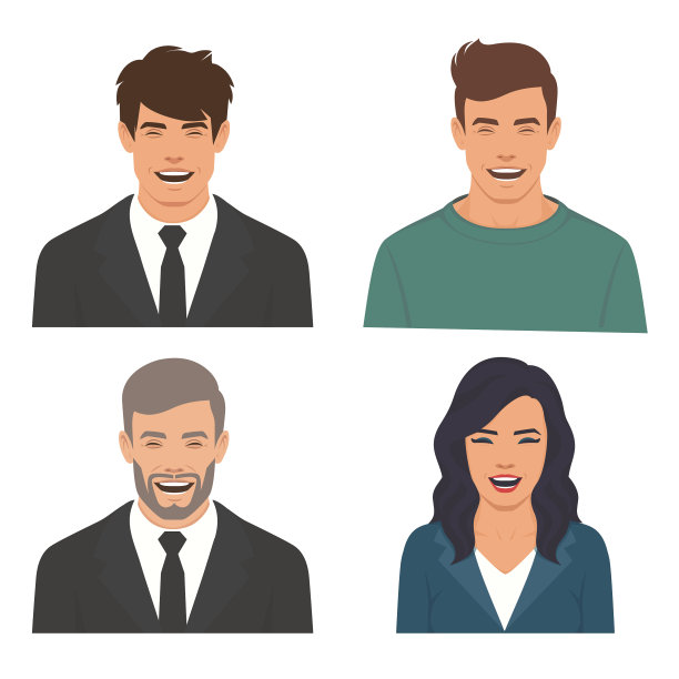 卡通男女笑成一组幸福图片下载