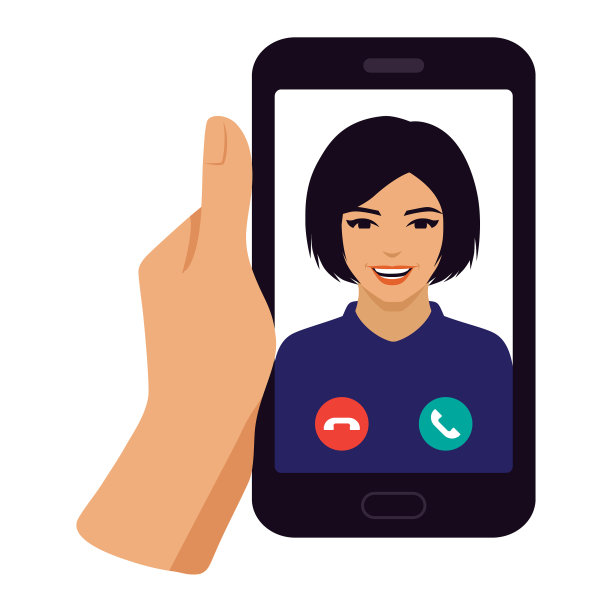 手持智能手机，可在屏幕上进行视频通话图片下载