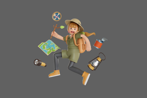 男女游客骑摩托车旅行。3 d渲染图图片下载