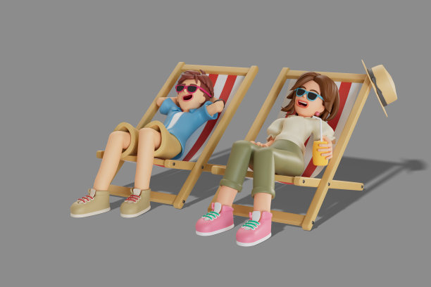 男女游客骑摩托车旅行。3 d渲染图图片下载