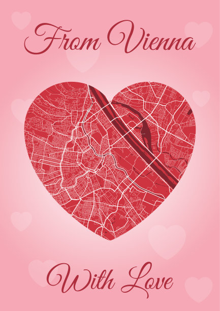 快乐的情人节节日贺卡与维也纳地图图片下载