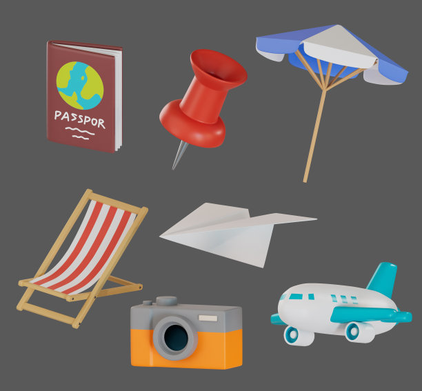 海滩旅游项目。3 d渲染图图片下载