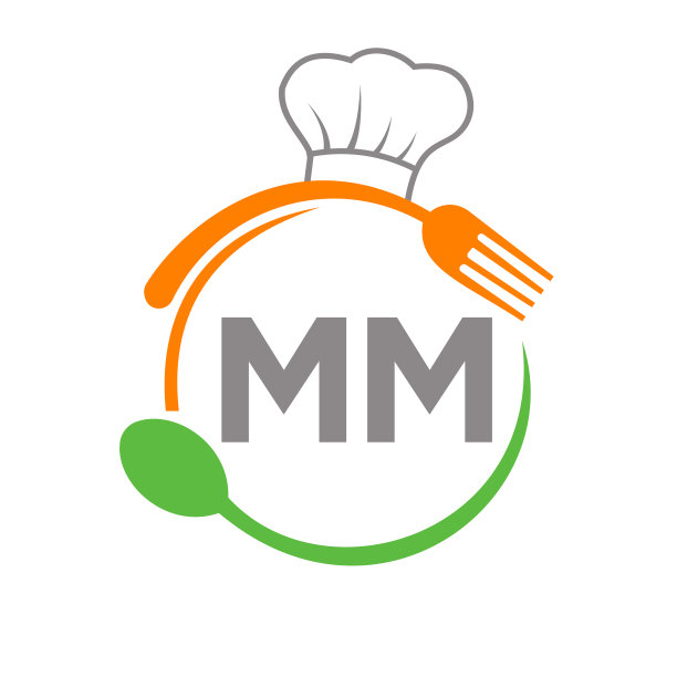 字母mm餐厅标志与厨师帽勺子和图片下载