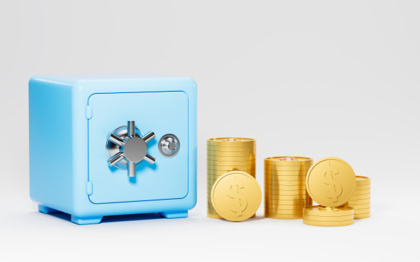 保险箱和硬币，3d渲染。图片下载