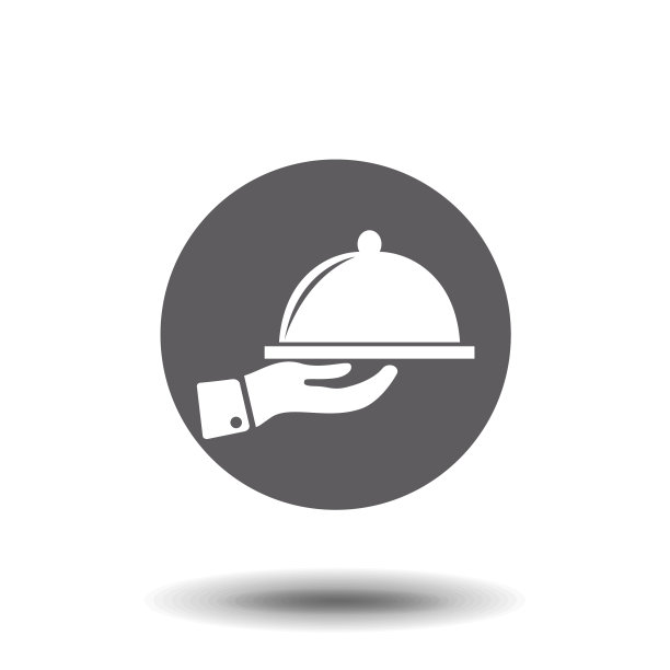 餐盘上的手图标简单的烹饪标志图片下载