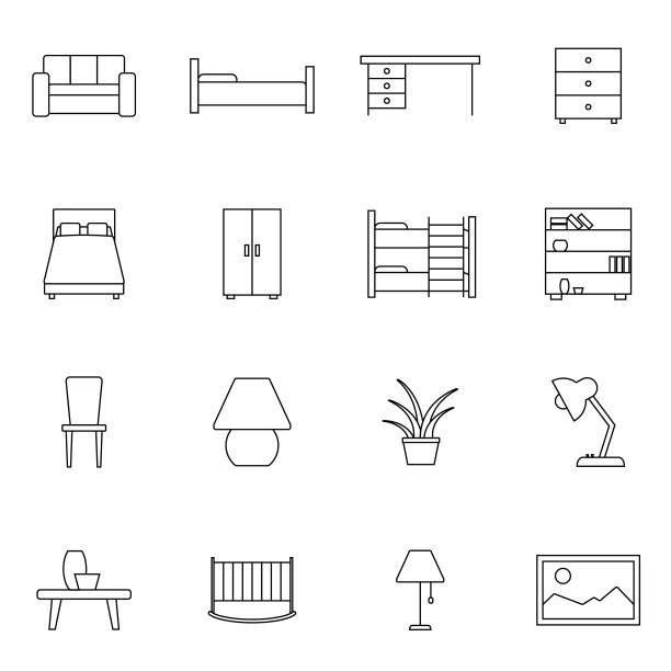 家具相关图标集精心制作的标志图片下载