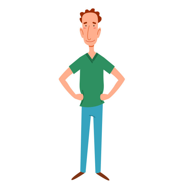 一个瘦瘦的红发男人，双手放在腰上图片下载