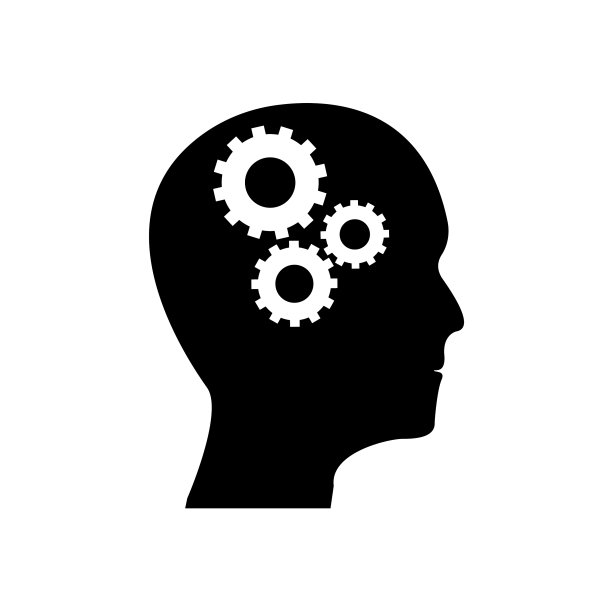 人类头部轮廓与一组齿轮作为一个图片下载