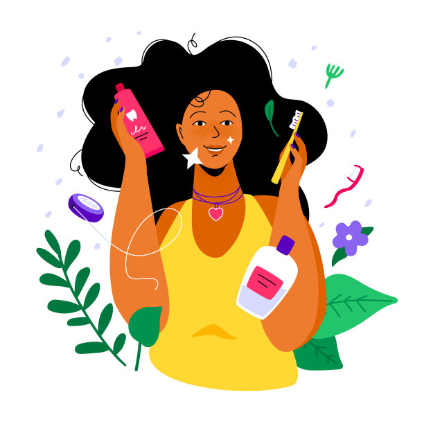 日常口腔护理——彩色平面设计风格图片下载