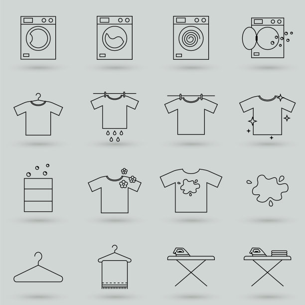 简单的洗衣房相关行图标集合包含图片下载