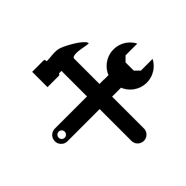 扳手和锤子工具图标在白色背景上隔离图片下载