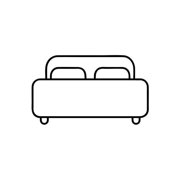 双人床线条图标轮廓标志线性图片下载