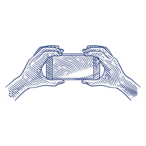 手持智能手机在雕刻风格图片下载