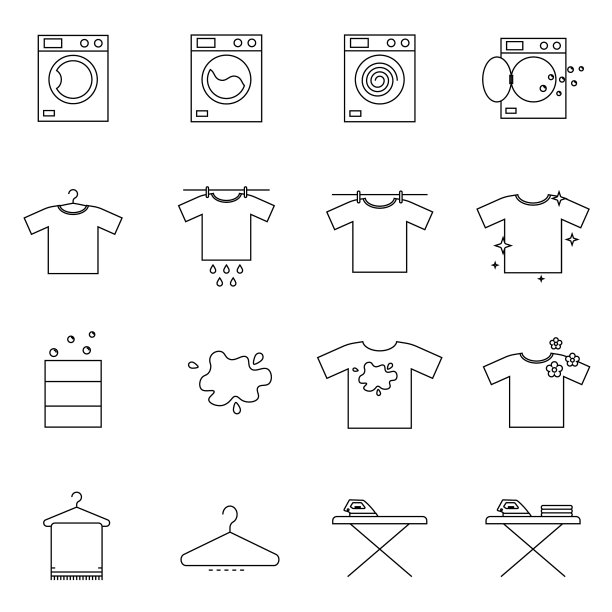 简单的洗衣房相关行图标集合包含图片下载