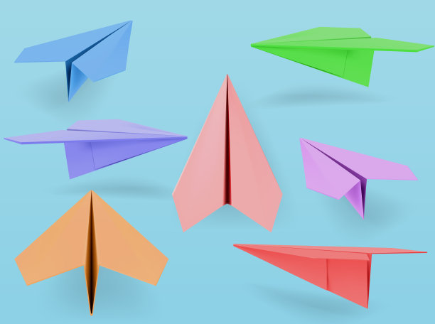 一套折纸飞机包括侧面和正面图片下载