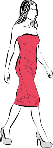 女孩在优雅的晚礼服和鸡尾酒礼服图标图片下载