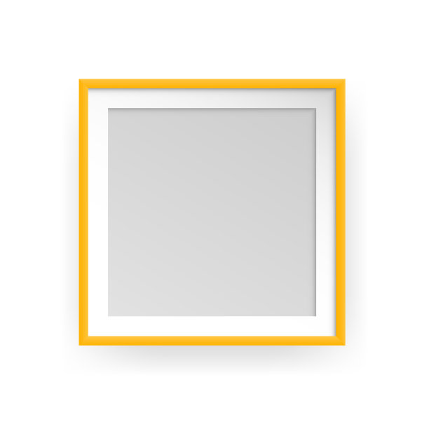 相框方形模型逼真的黄色空图片下载