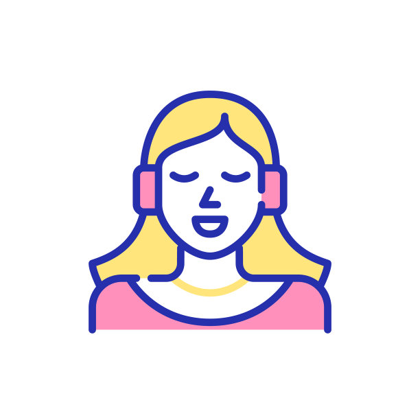 可爱的小女孩戴着耳机听音乐图片下载