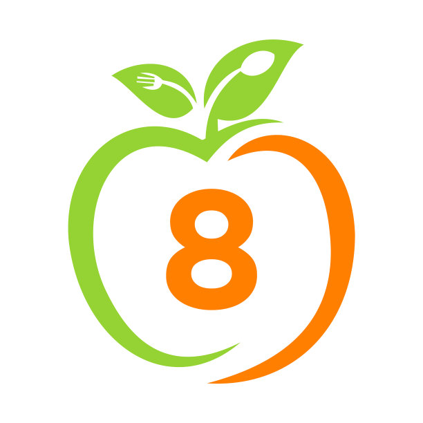 健康食品标志上的字母8苹果保健图片下载