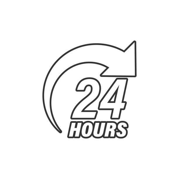 扁平风格的全天24小时服务图标图片下载