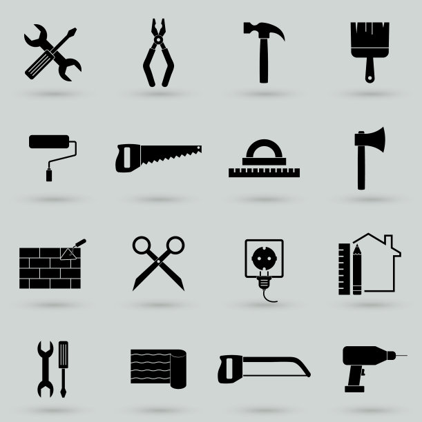 简单的建筑图标集：通用工具图片下载