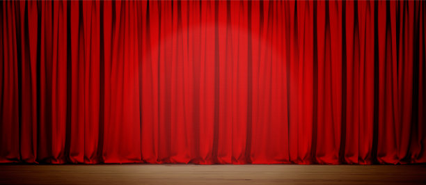 红色天鹅绒幕布的空舞台图片下载