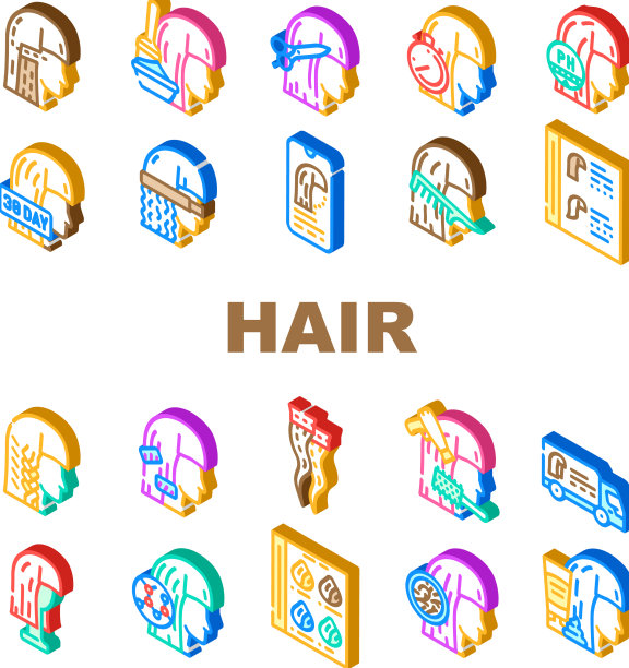 发廊发型服务图标集图片下载