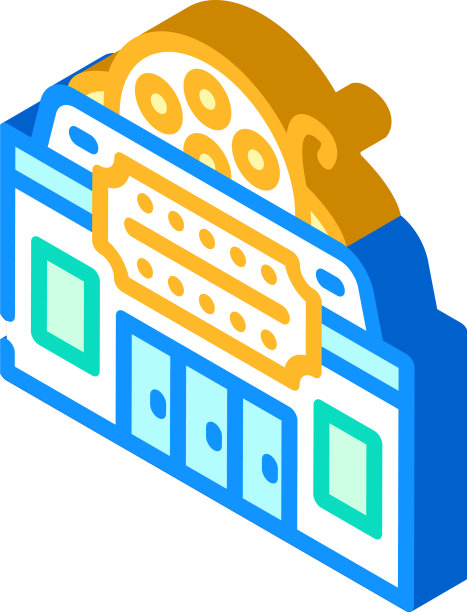 电影院建筑等距图标图片下载