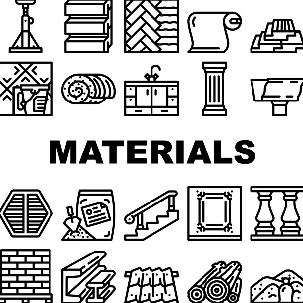 建筑材料和供应图标集图片下载