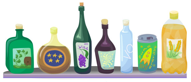 一套瓶装酒精和冷饮图片下载