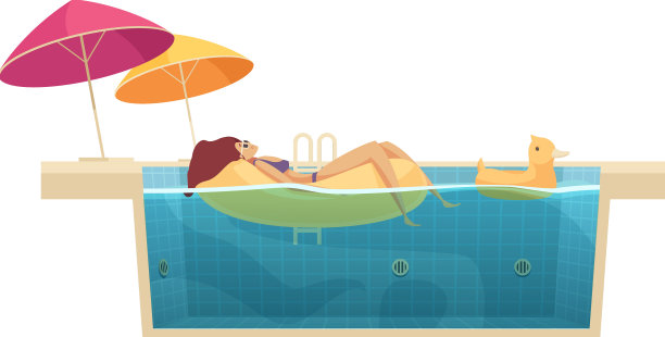 水公园游泳池放松构图图片下载