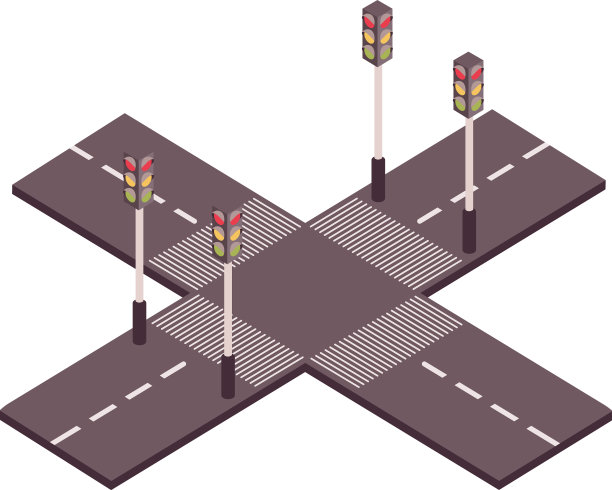 交通十字路口等距构成图片下载