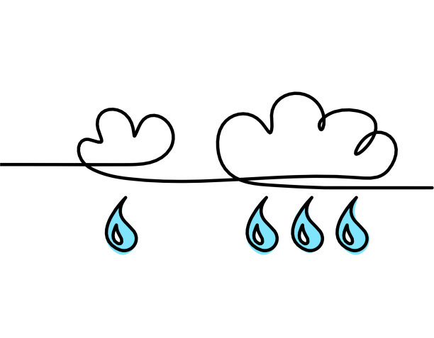 抽象的蓝色水滴以云为线画上图片下载