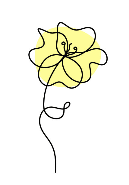 抽色花作为线条画上孤立的图片下载