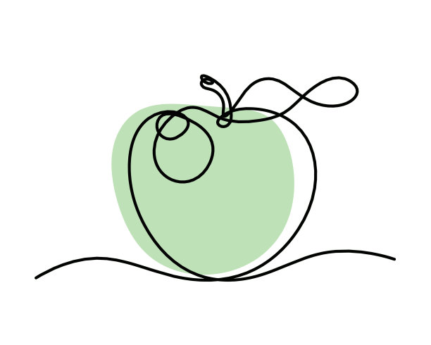 彩色画线苹果在白色的背景图片下载