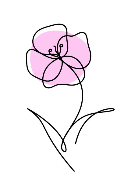 抽色花作为线条画上孤立的图片下载