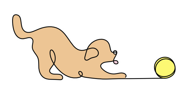 抽象彩色狗与球的剪影图片下载