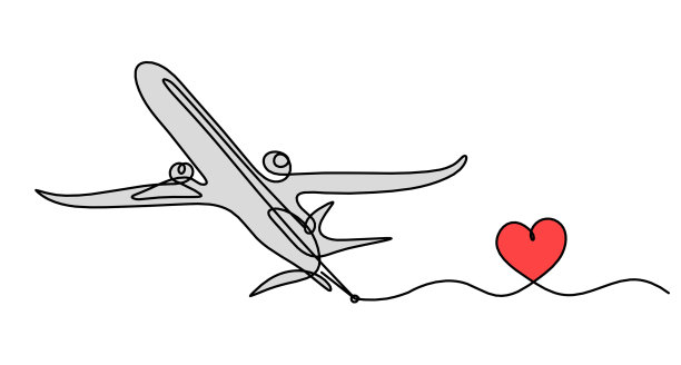 抽象的色彩平面以心为线画图片下载