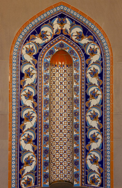 蓝色背景上的阿拉伯装饰品图片下载